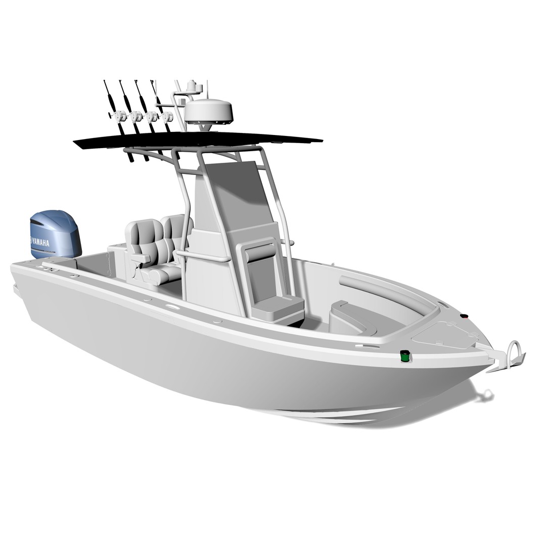 6 Meter Fishing Hard Top Boat 3D Model – Realistic Marine Design, FBX - View 15