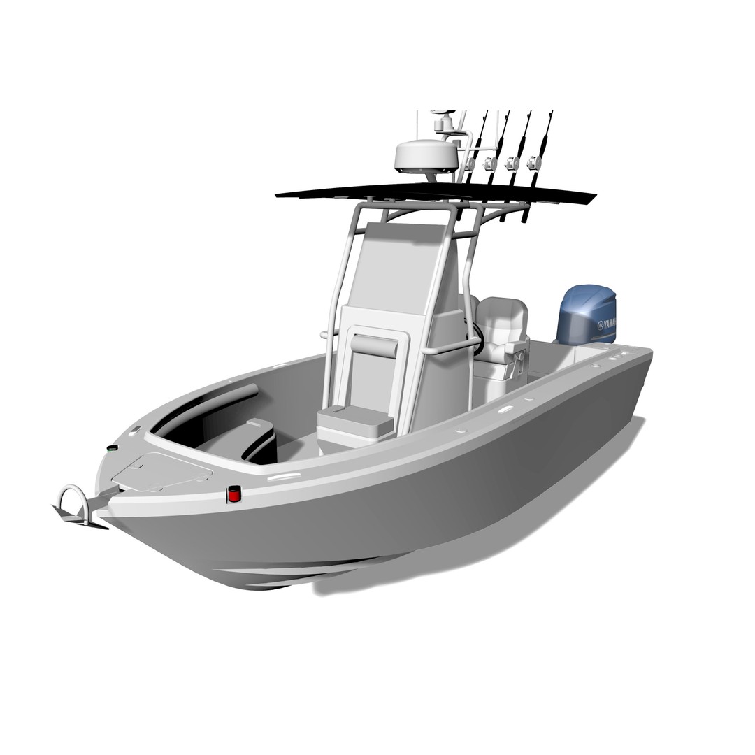 6 Meter Fishing Hard Top Boat 3D Model – Realistic Marine Design, FBX - View 16