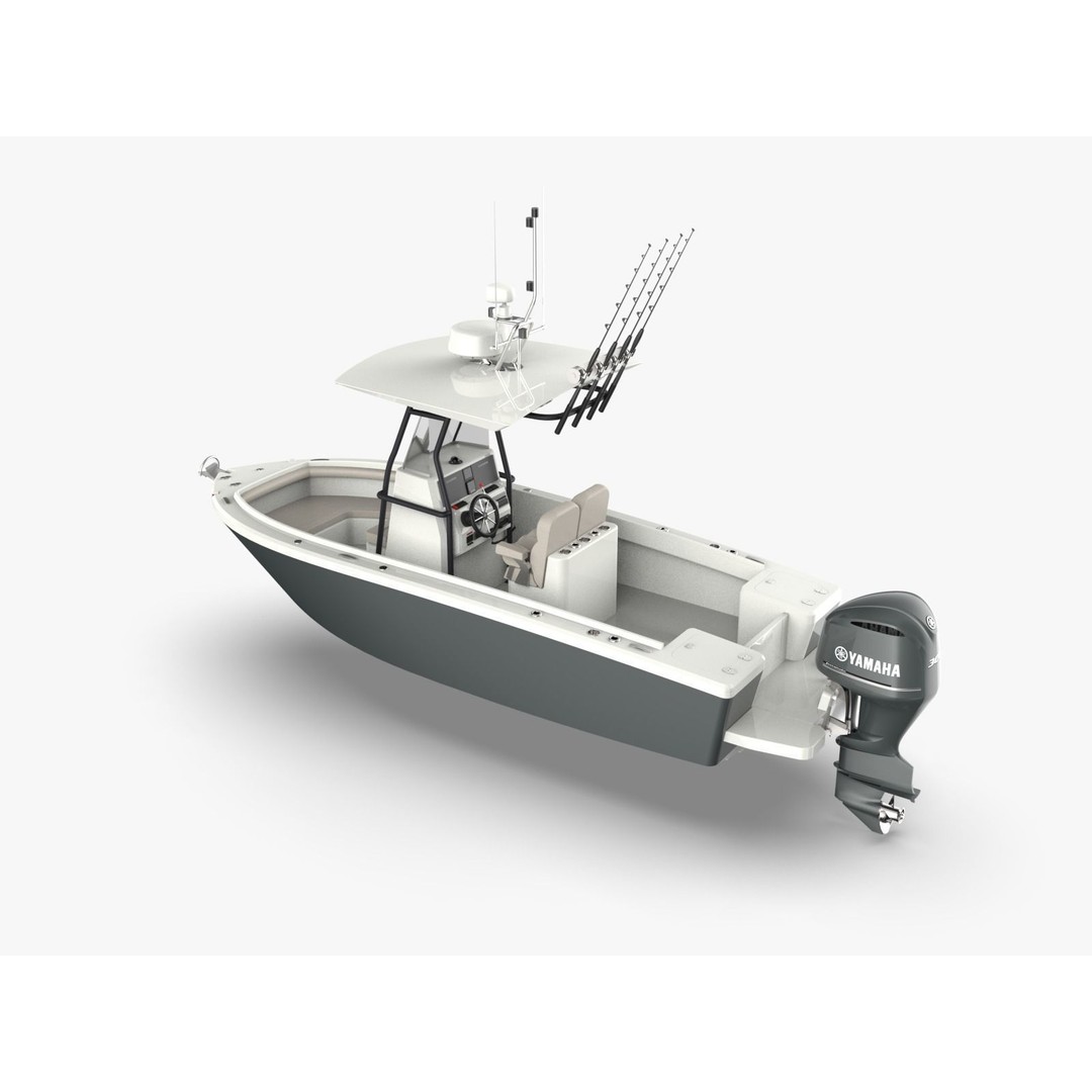 6 Meter Fishing Hard Top Boat 3D Model – Realistic Marine Design, FBX - View 3