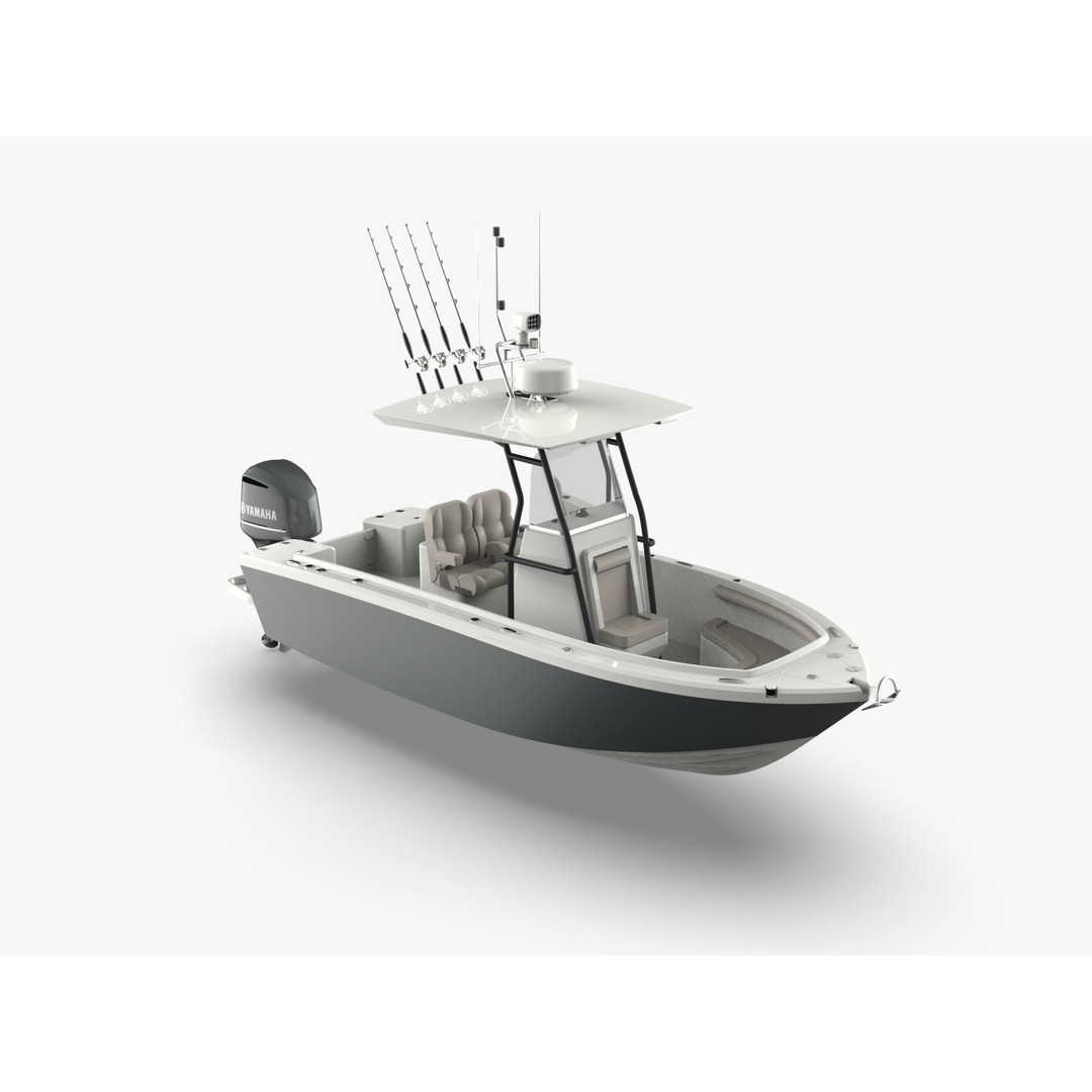 6 Meter Fishing Hard Top Boat 3D Model – Realistic Marine Design, FBX - View 6