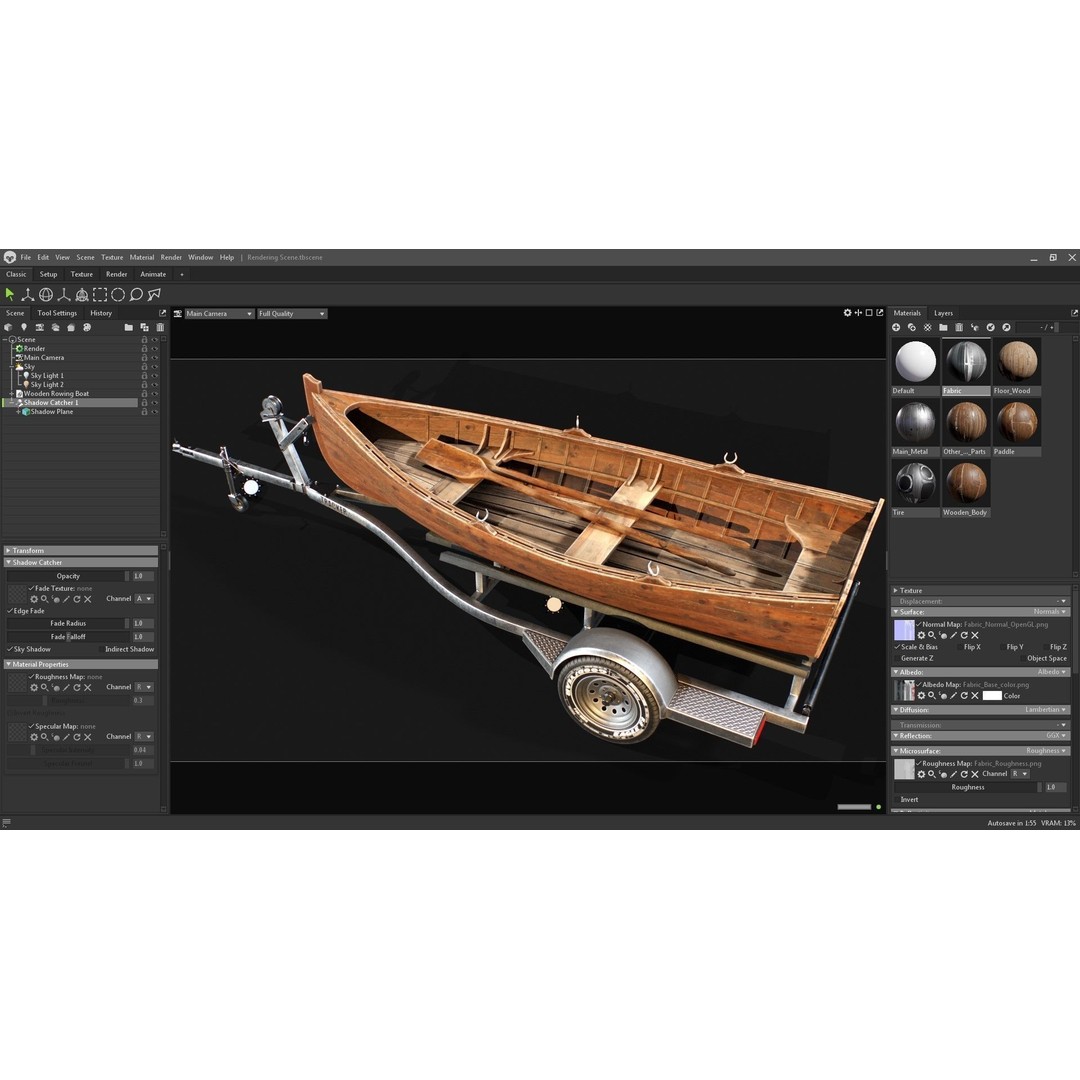 Wooden Rowing Boat 3D Model – High Poly Game Asset, PBR, Blender, FBX - View 4