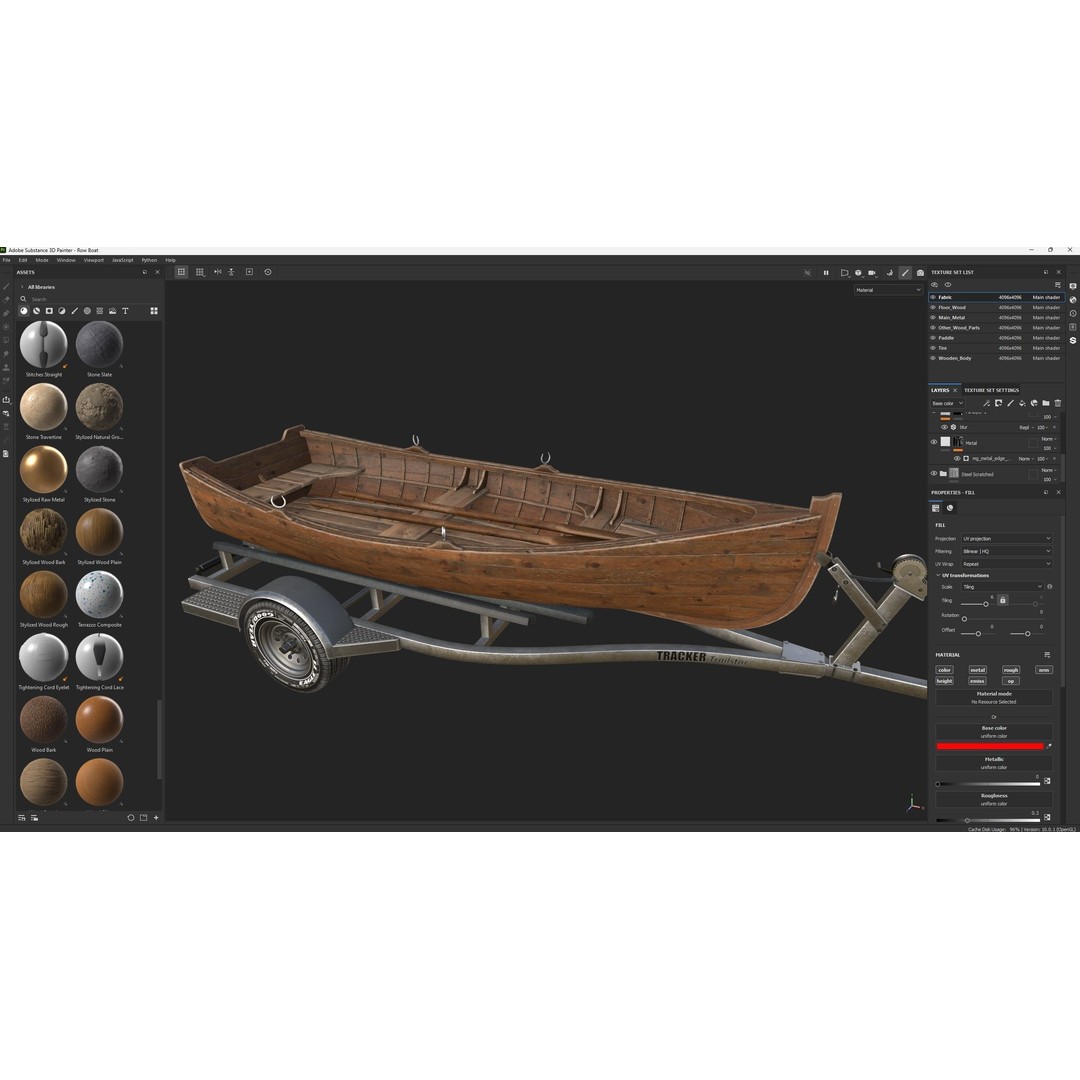 Wooden Rowing Boat 3D Model – High Poly Game Asset, PBR, Blender, FBX - View 7