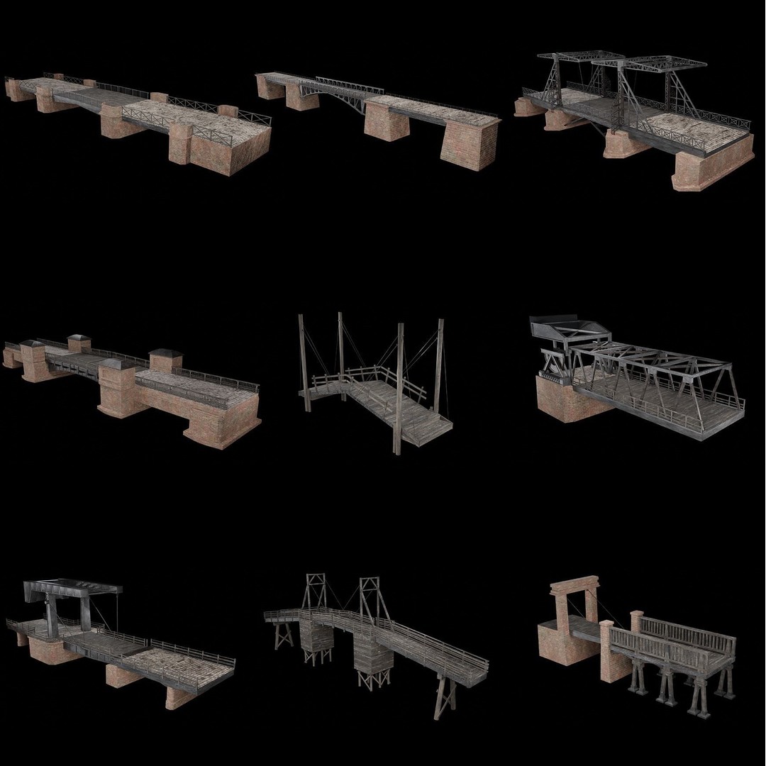 Bascule Bridge Platform 3D Model – Low Poly Game Ready Asset, FBX & OBJ