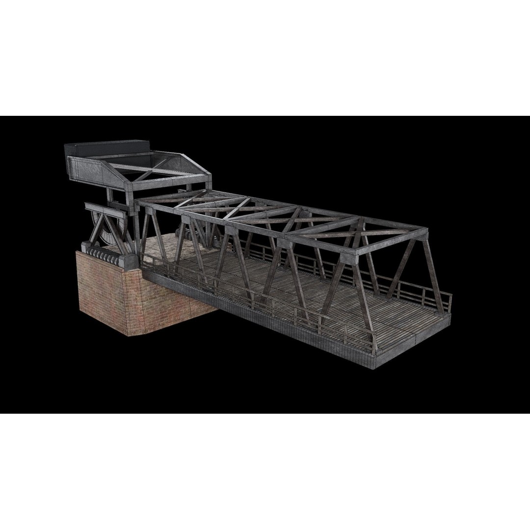 Bascule Bridge Platform 3D Model – Low Poly Game Ready Asset, FBX & OBJ - View 10