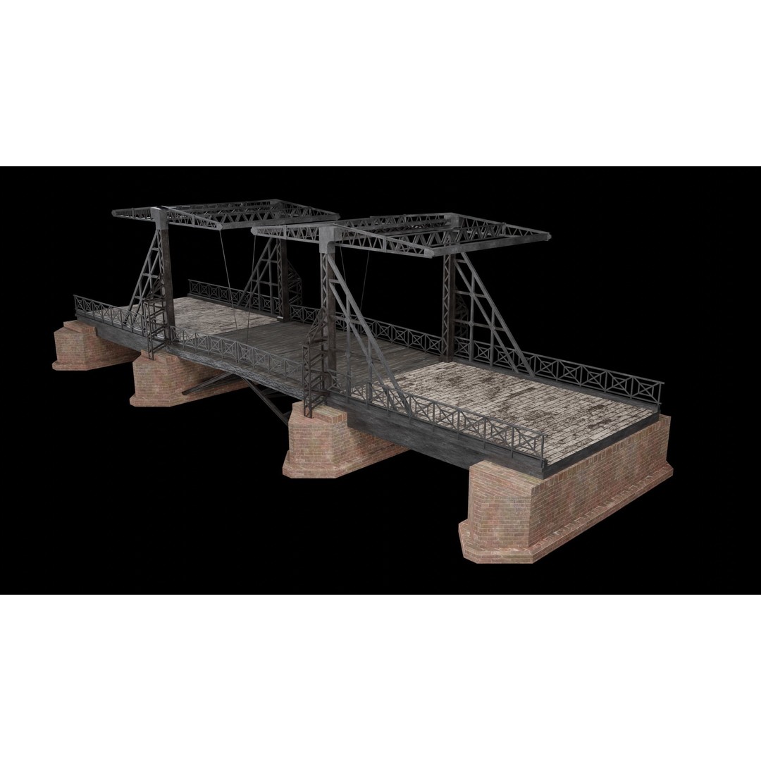 Bascule Bridge Platform 3D Model – Low Poly Game Ready Asset, FBX & OBJ - View 15