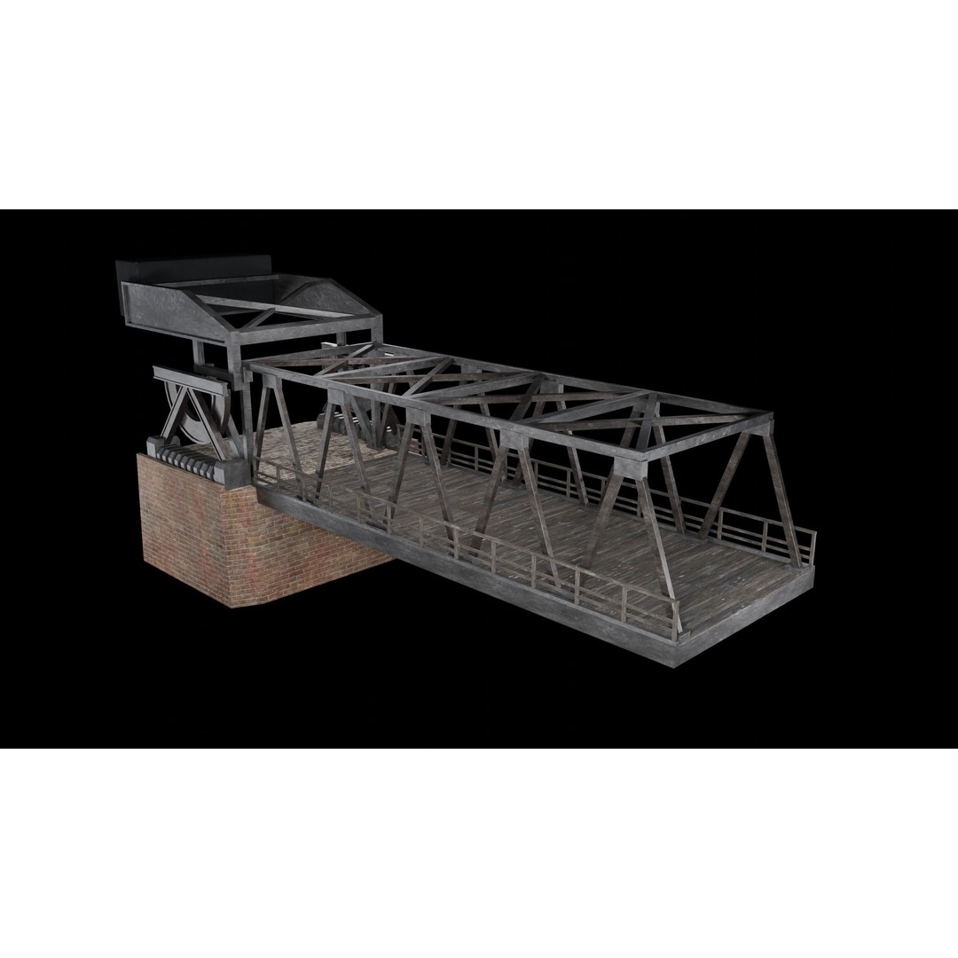 Bascule Bridge Platform 3D Model – Low Poly Game Ready Asset, FBX & OBJ - View 16