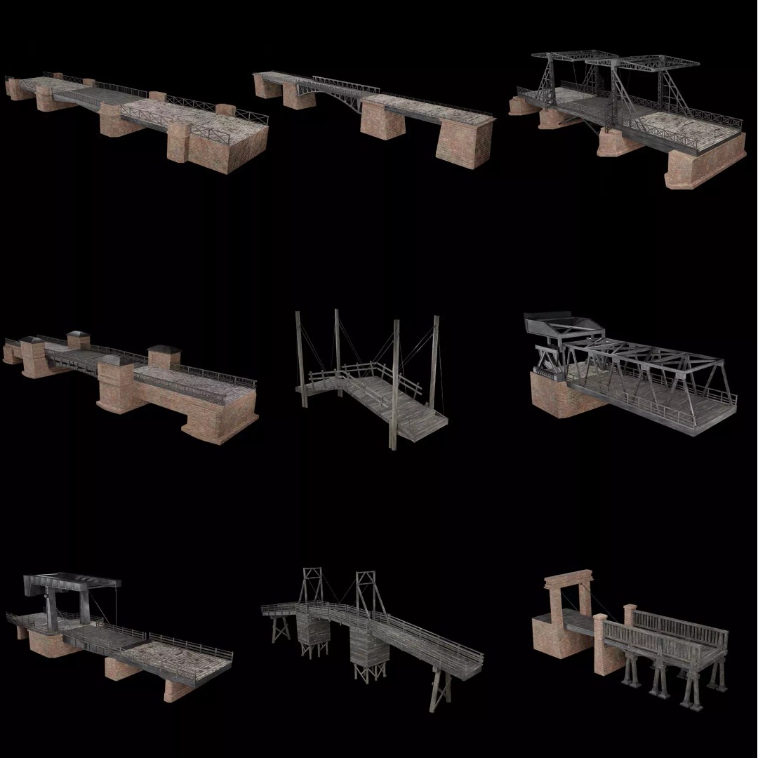 Bascule Bridge Platform 3D Model – Low Poly Game Ready Asset, FBX & OBJ - View 2