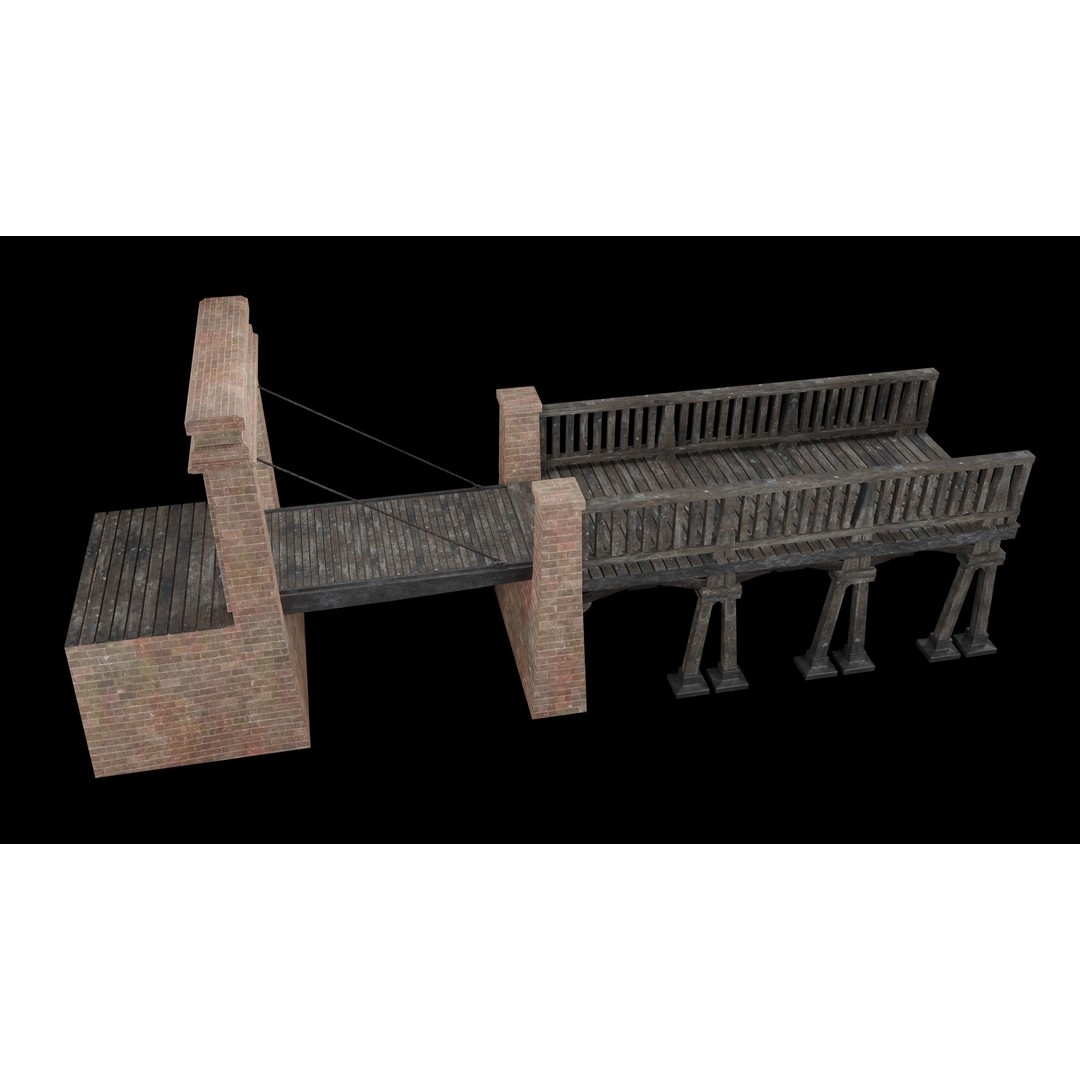 Bascule Bridge Platform 3D Model – Low Poly Game Ready Asset, FBX & OBJ - View 27