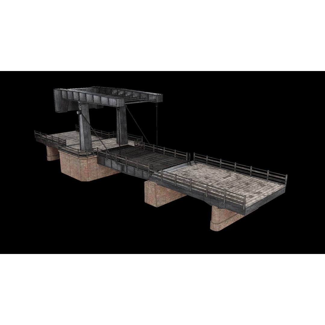 Bascule Bridge Platform 3D Model – Low Poly Game Ready Asset, FBX & OBJ - View 6