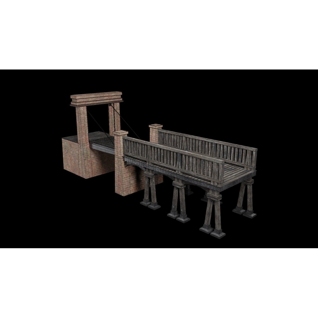 Bascule Bridge Platform 3D Model – Low Poly Game Ready Asset, FBX & OBJ - View 7