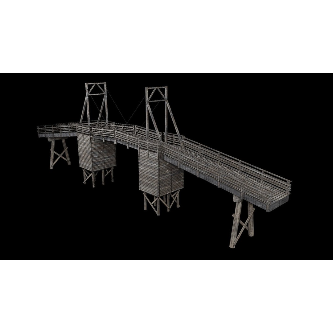 Bascule Bridge Platform 3D Model – Low Poly Game Ready Asset, FBX & OBJ - View 9