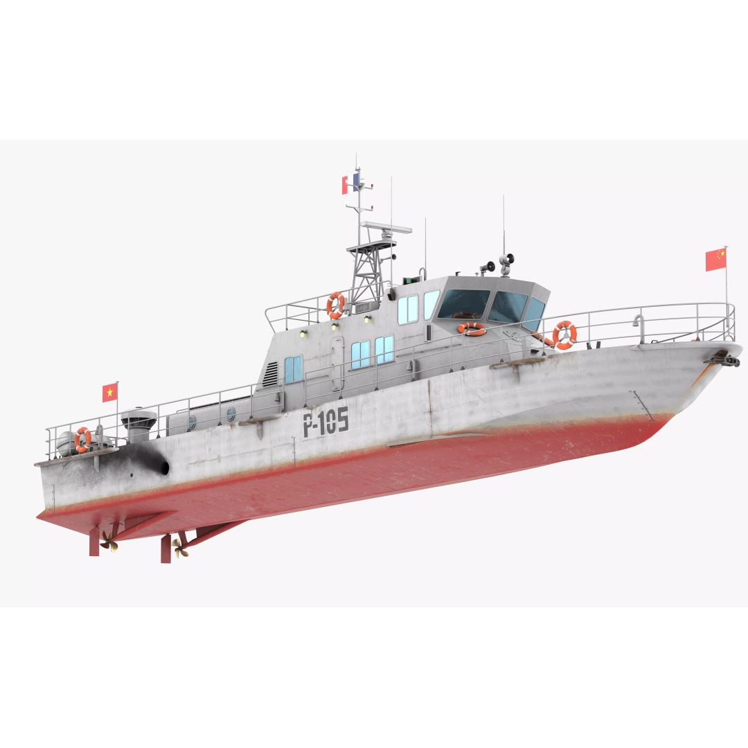 Predator Class Patrol Boat 3D Model – Low Poly Rigged Game Asset, FBX - View 2
