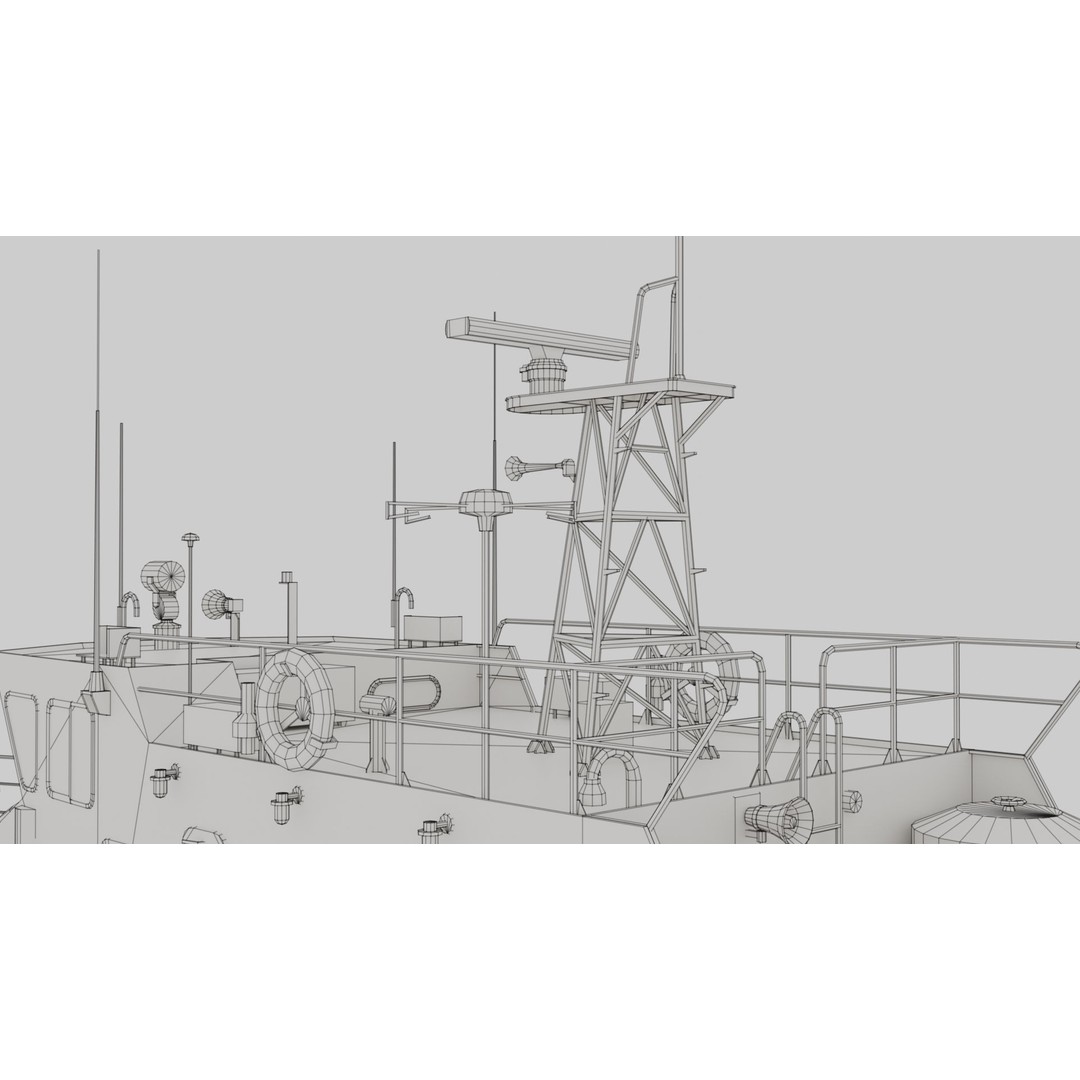Predator Class Patrol Boat 3D Model – Low Poly Rigged Game Asset, FBX - View 23