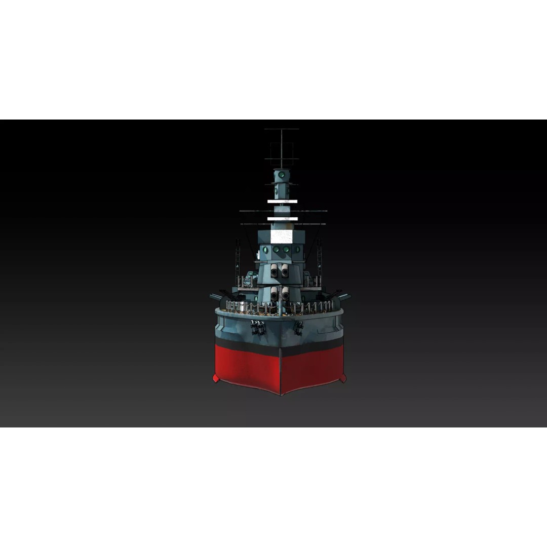 Cartoon British Battleship 3D Model – Low Poly Game Asset, FBX - View 4
