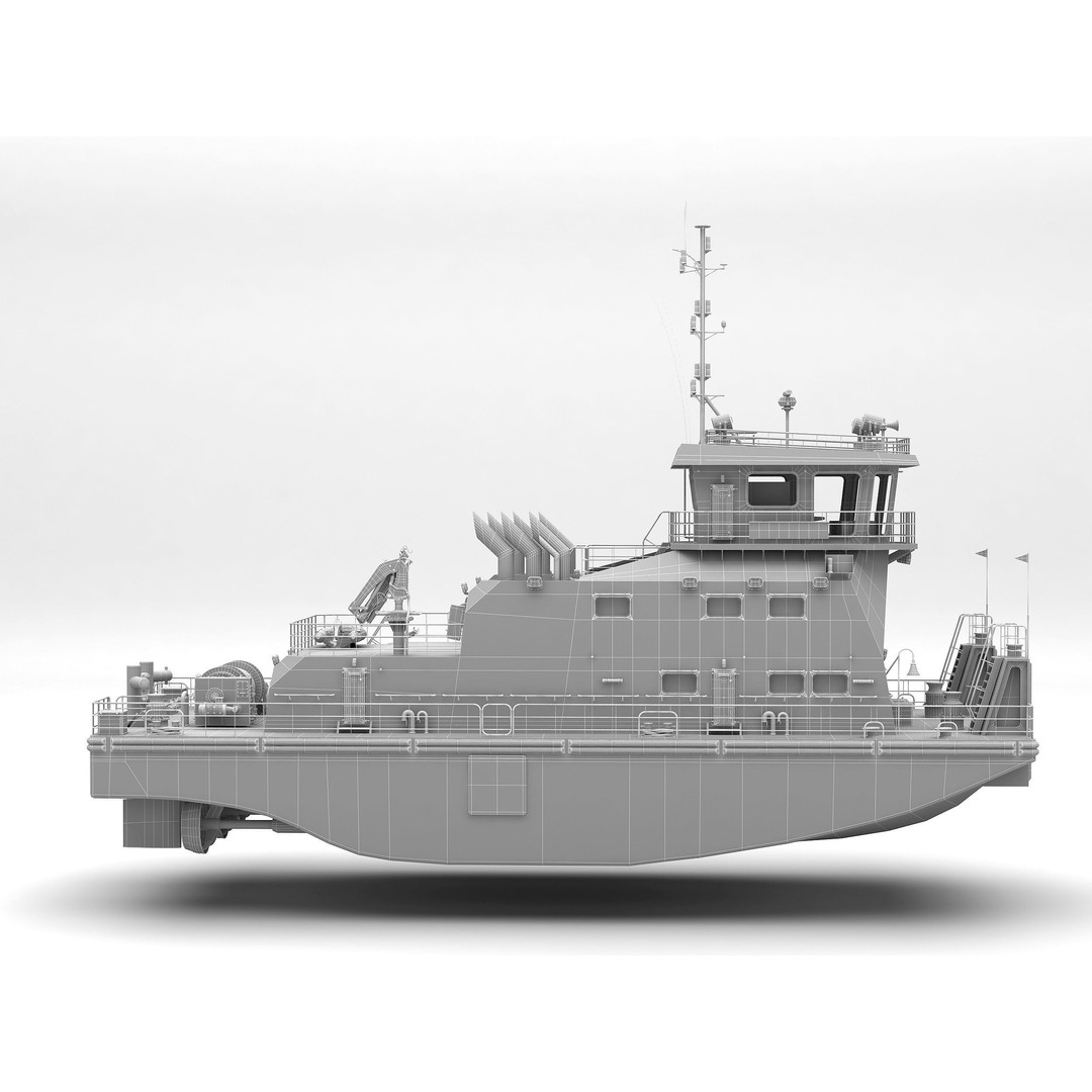 Push Boat 28m 3D Model – High Poly PBR Vessel for Blender, FBX - View 12