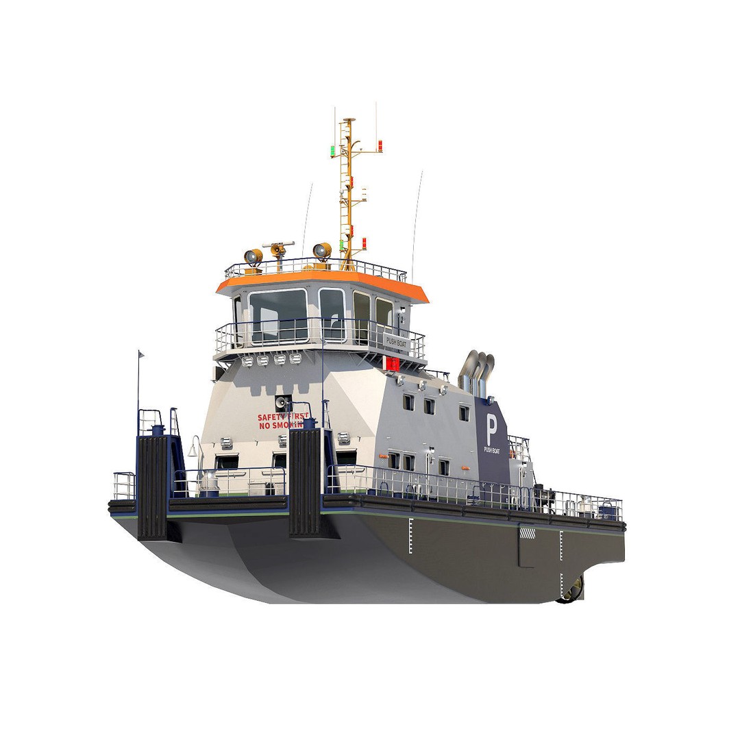 Push Boat 28m 3D Model – High Poly PBR Vessel for Blender, FBX - View 2