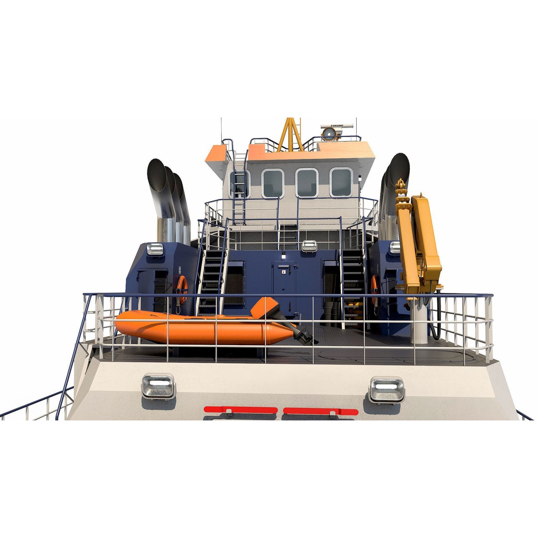 Push Boat 28m 3D Model – High Poly PBR Vessel for Blender, FBX - View 8