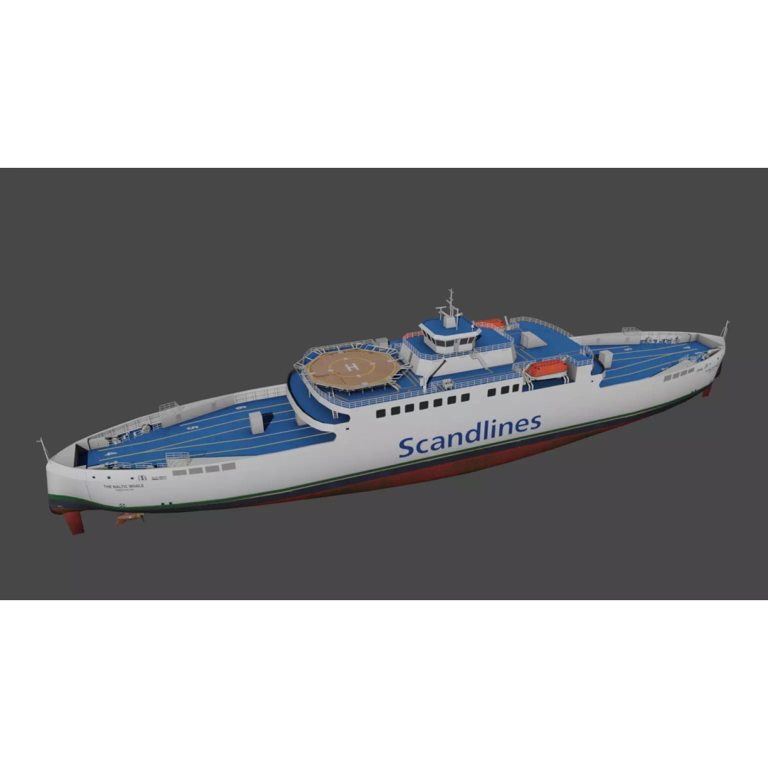 Hybrid Diesel Electric Ropax Ferry 3D Model – Low Poly PBR Asset, FBX - View 10