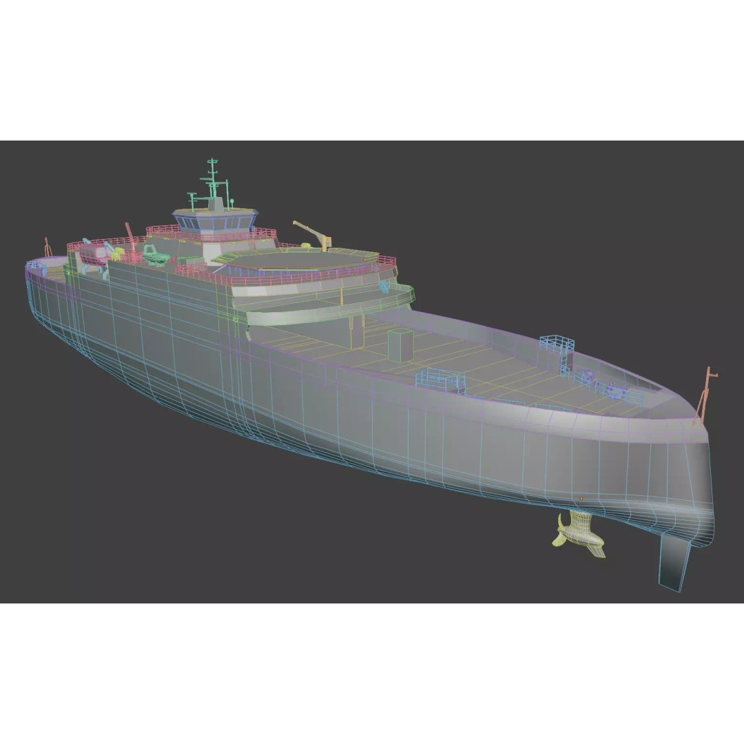 Hybrid Diesel Electric Ropax Ferry 3D Model – Low Poly PBR Asset, FBX - View 11