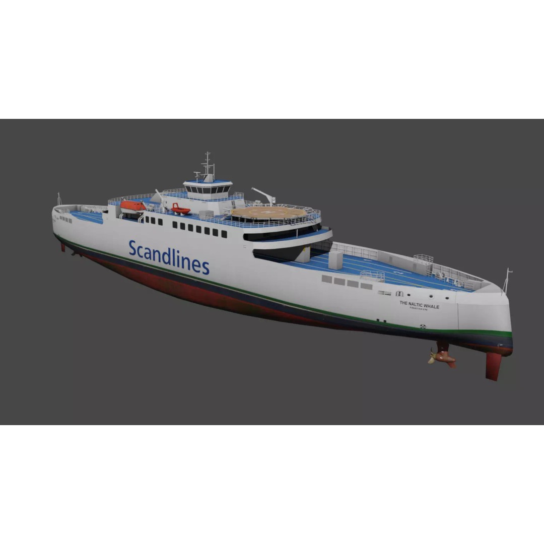 Hybrid Diesel Electric Ropax Ferry 3D Model – Low Poly PBR Asset, FBX - View 2
