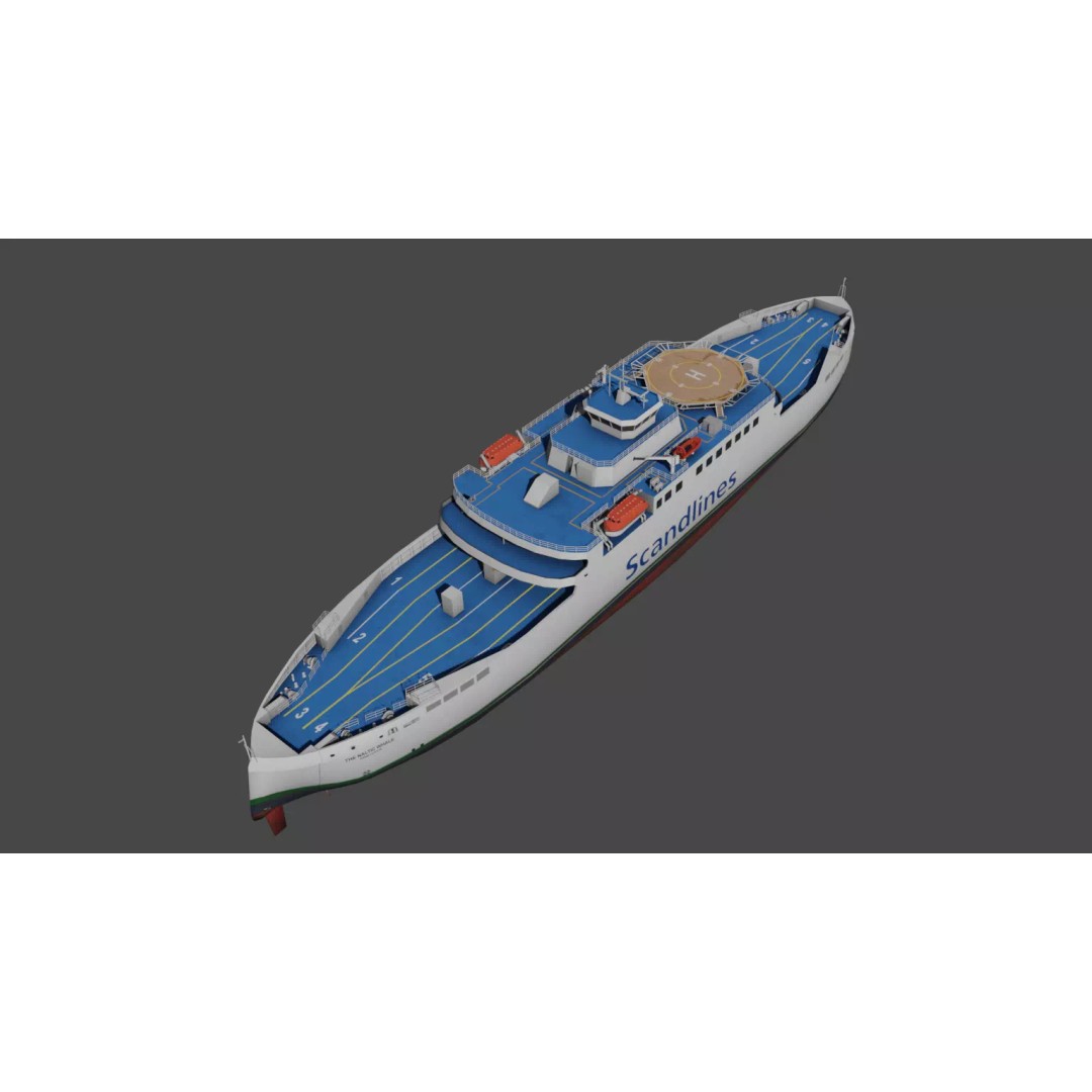 Hybrid Diesel Electric Ropax Ferry 3D Model – Low Poly PBR Asset, FBX - View 8