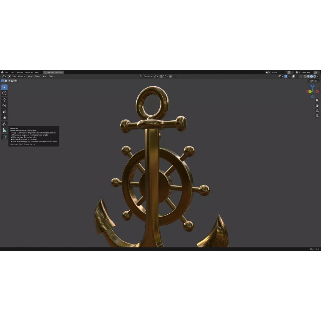 Gold Anchor 3D Model – Low Poly PBR Game Asset, FBX, OBJ - View 16