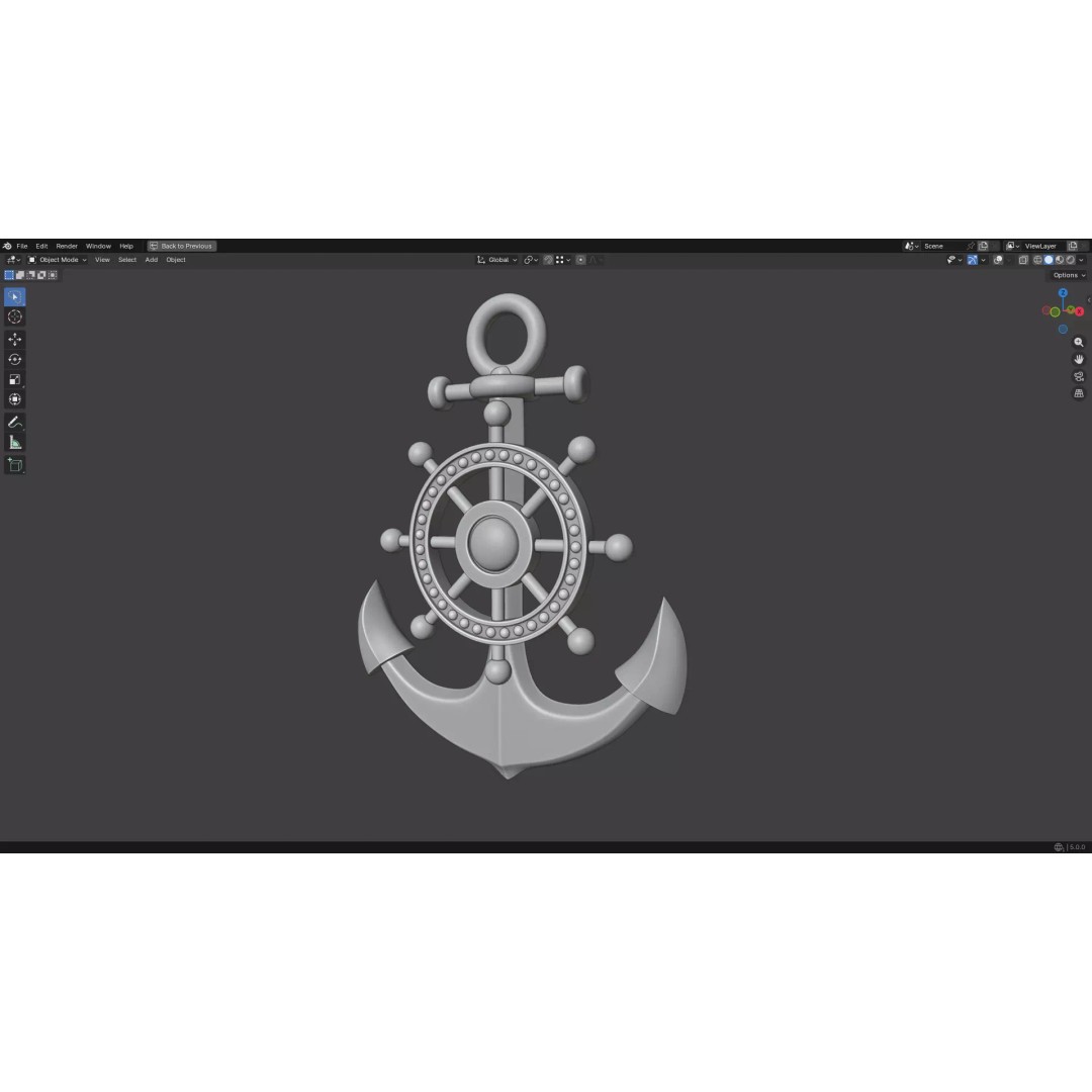 Gold Anchor 3D Model – Low Poly PBR Game Asset, FBX, OBJ - View 17