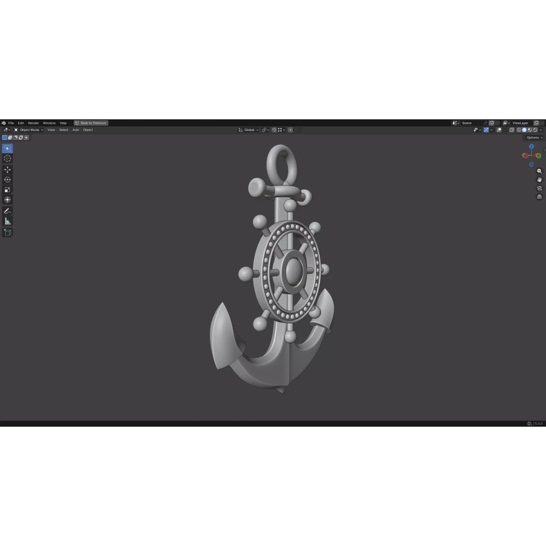 Gold Anchor 3D Model – Low Poly PBR Game Asset, FBX, OBJ - View 18