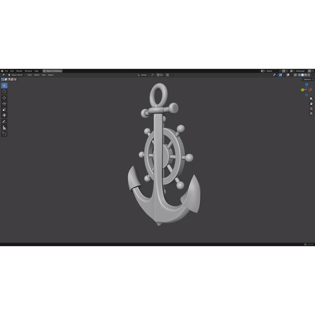 Gold Anchor 3D Model – Low Poly PBR Game Asset, FBX, OBJ - View 19