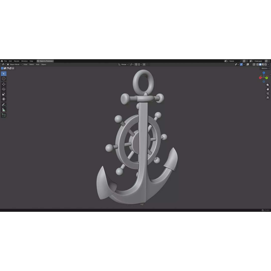 Gold Anchor 3D Model – Low Poly PBR Game Asset, FBX, OBJ - View 20