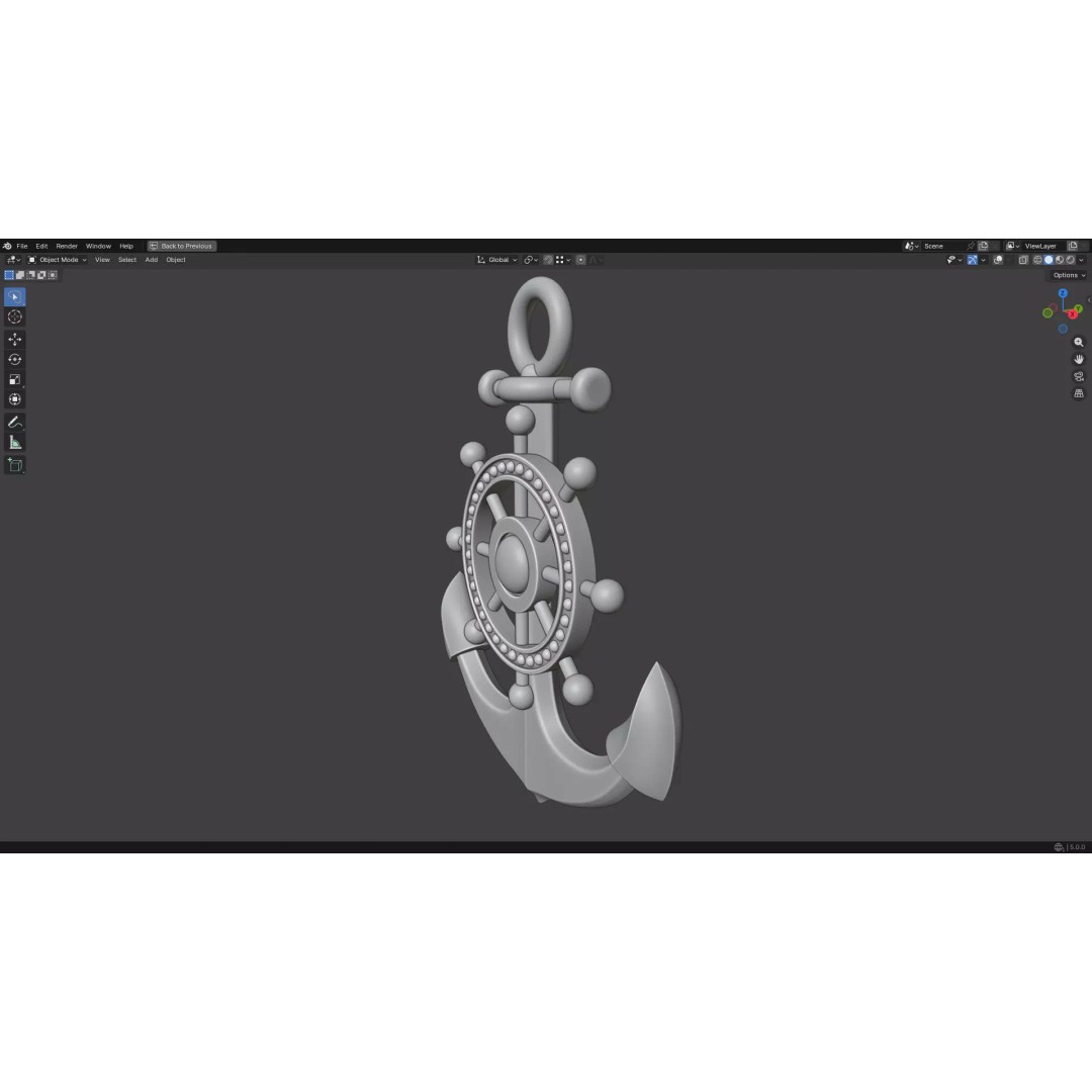 Gold Anchor 3D Model – Low Poly PBR Game Asset, FBX, OBJ - View 21