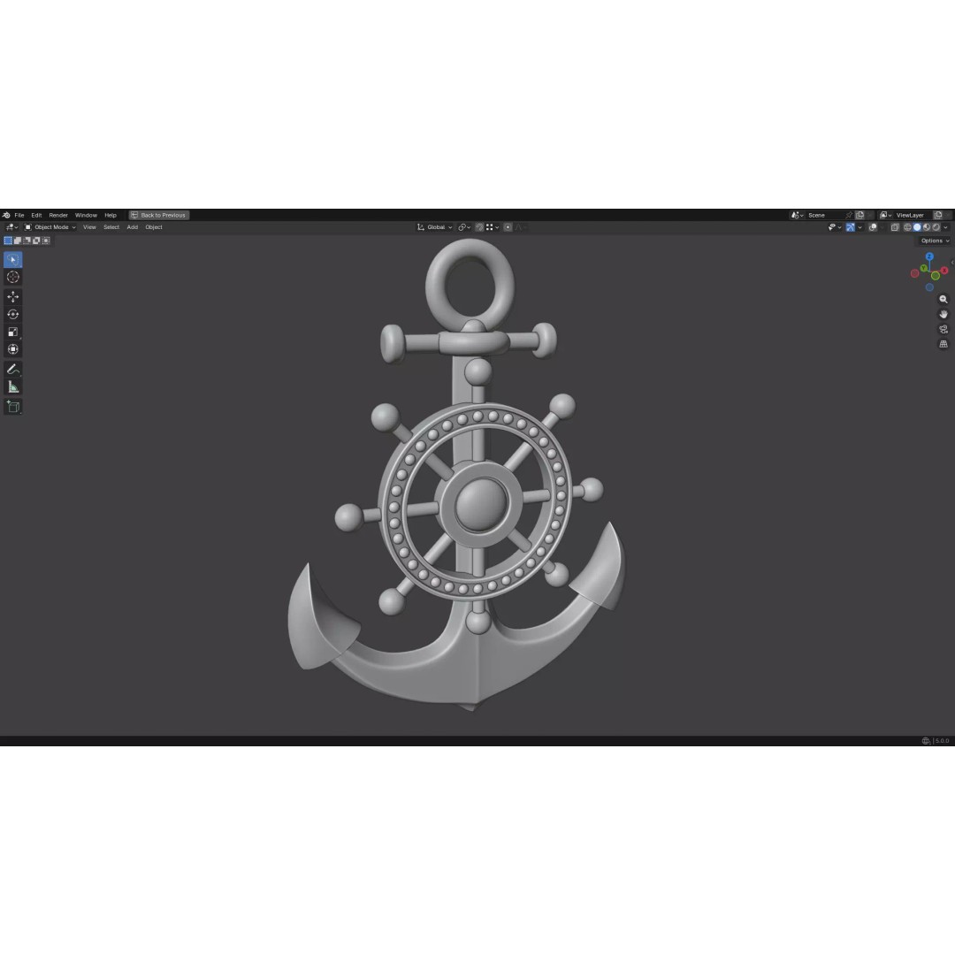 Gold Anchor 3D Model – Low Poly PBR Game Asset, FBX, OBJ - View 22