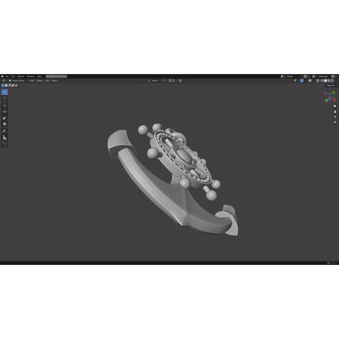 Gold Anchor 3D Model – Low Poly PBR Game Asset, FBX, OBJ - View 23