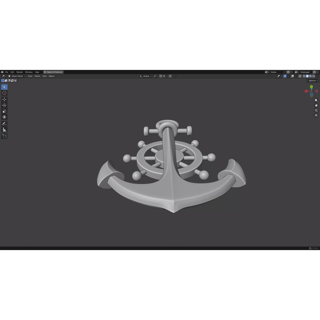 Gold Anchor 3D Model – Low Poly PBR Game Asset, FBX, OBJ - View 24