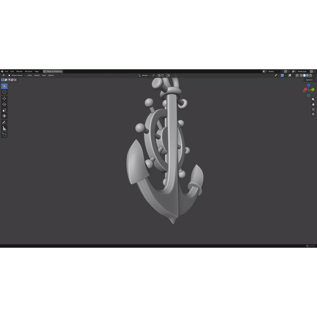 Gold Anchor 3D Model – Low Poly PBR Game Asset, FBX, OBJ - View 25