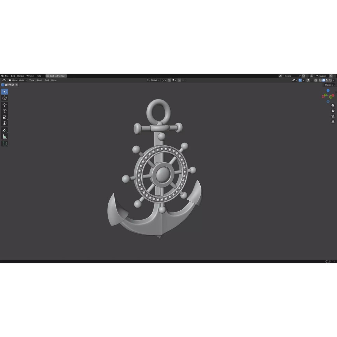 Gold Anchor 3D Model – Low Poly PBR Game Asset, FBX, OBJ - View 26