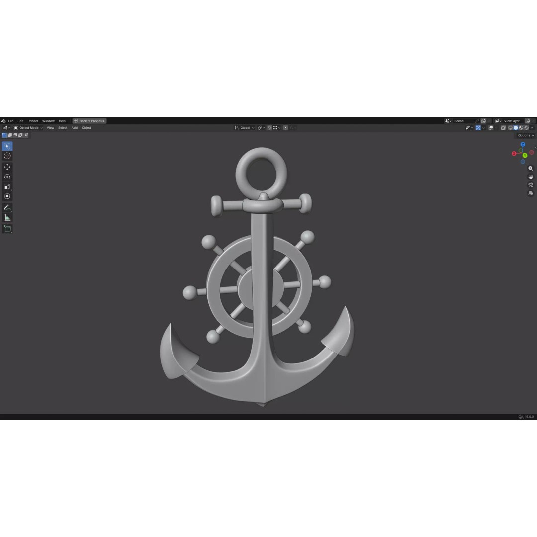 Gold Anchor 3D Model – Low Poly PBR Game Asset, FBX, OBJ - View 27