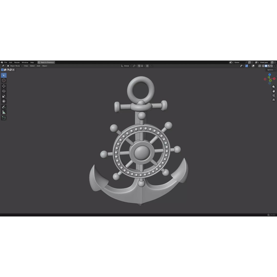 Gold Anchor 3D Model – Low Poly PBR Game Asset, FBX, OBJ - View 28