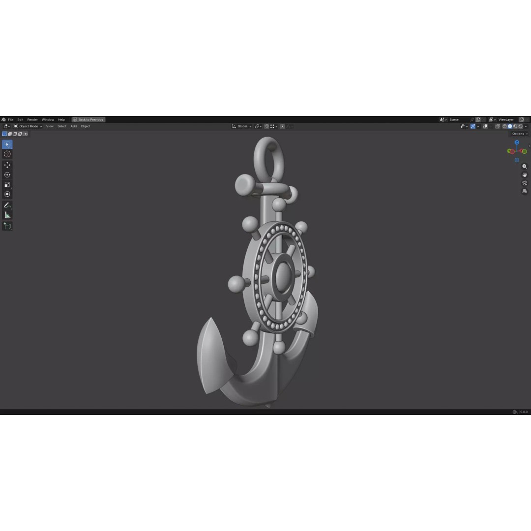 Gold Anchor 3D Model – Low Poly PBR Game Asset, FBX, OBJ - View 29