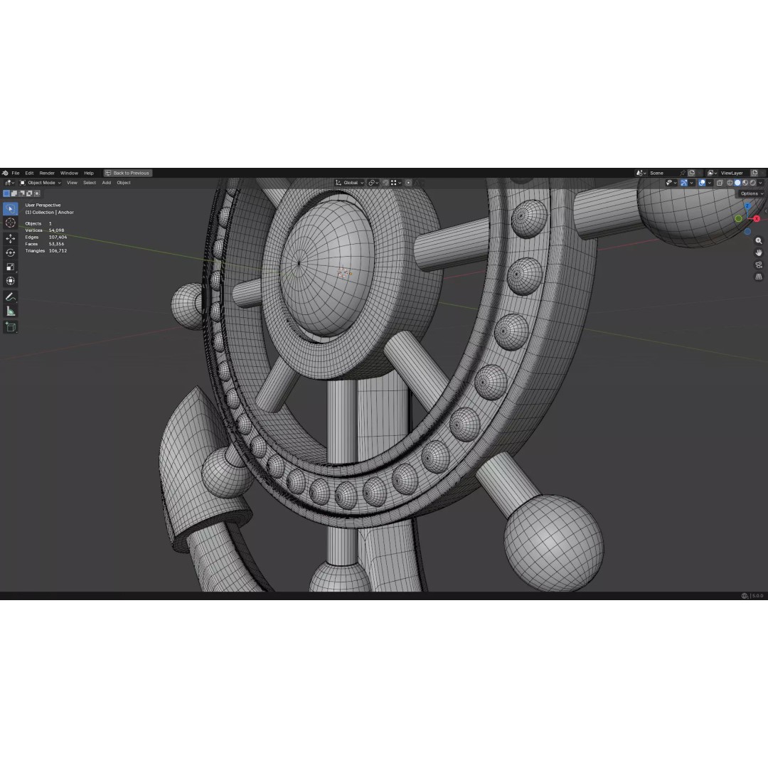 Gold Anchor 3D Model – Low Poly PBR Game Asset, FBX, OBJ - View 31