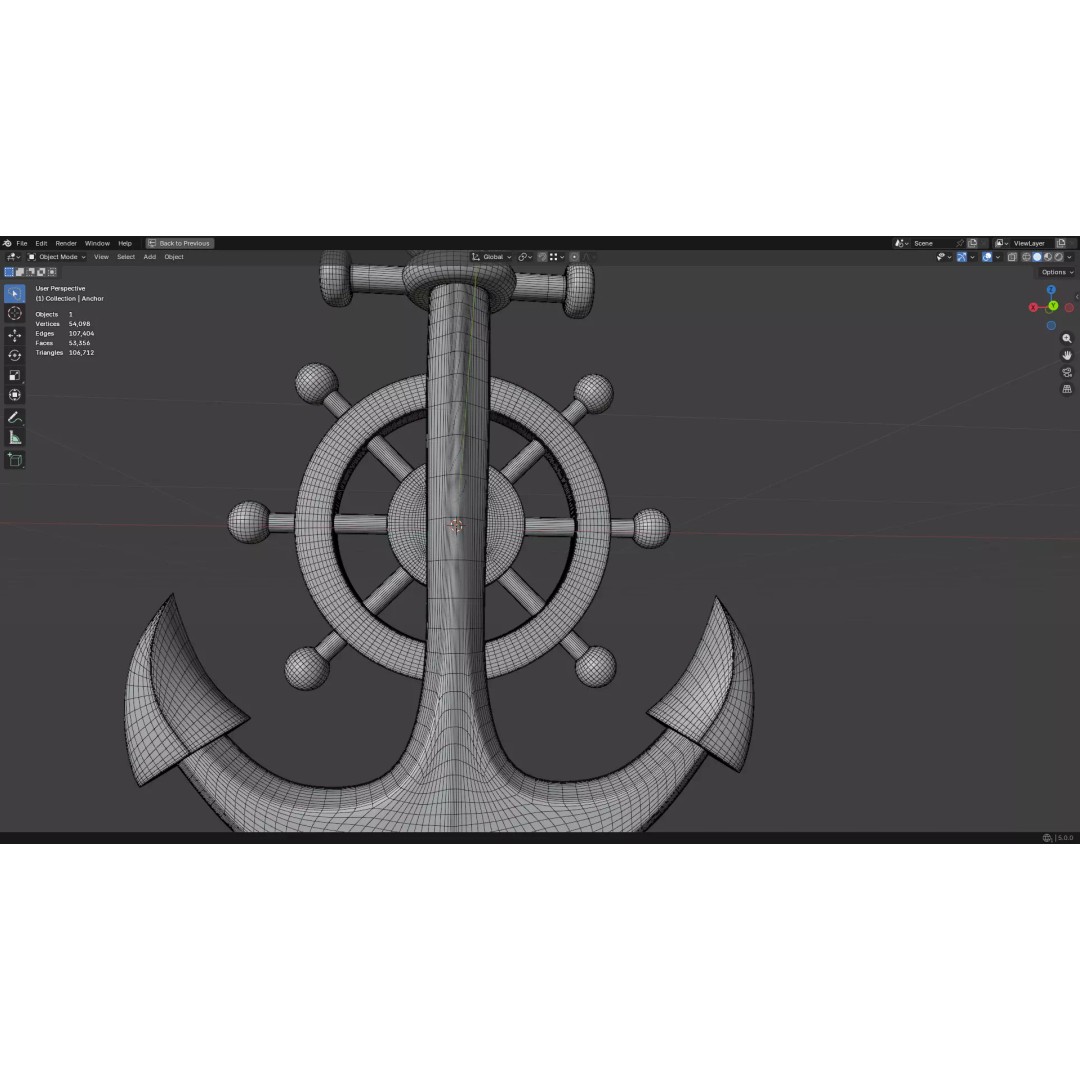 Gold Anchor 3D Model – Low Poly PBR Game Asset, FBX, OBJ - View 32