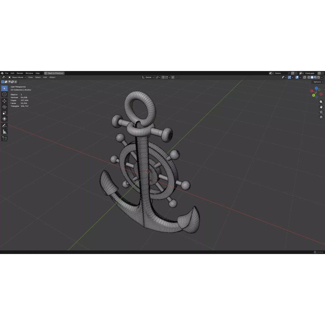 Gold Anchor 3D Model – Low Poly PBR Game Asset, FBX, OBJ - View 33