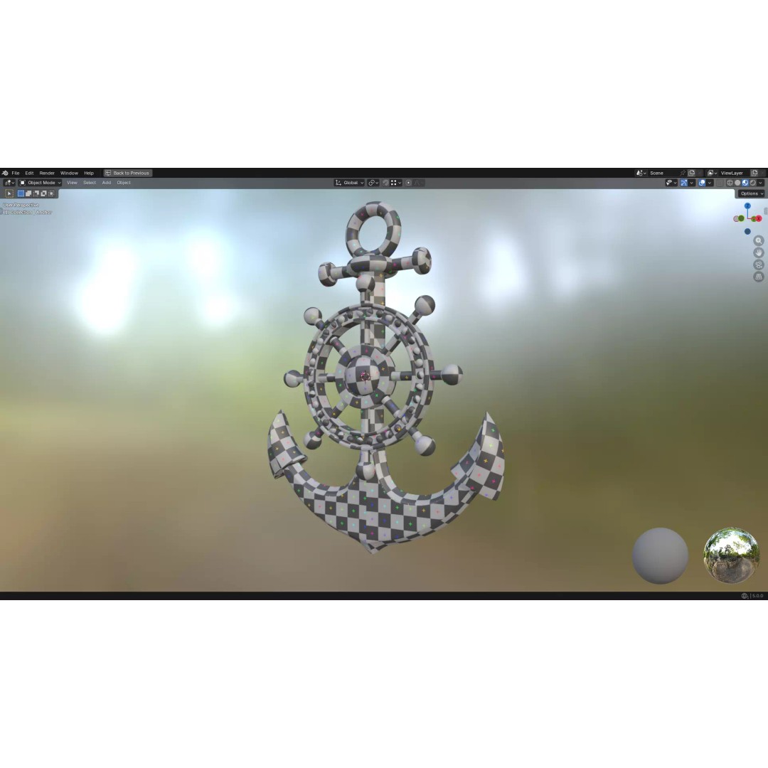 Gold Anchor 3D Model – Low Poly PBR Game Asset, FBX, OBJ - View 38