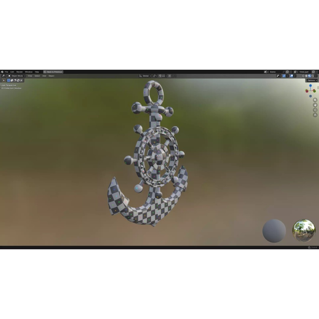 Gold Anchor 3D Model – Low Poly PBR Game Asset, FBX, OBJ - View 39