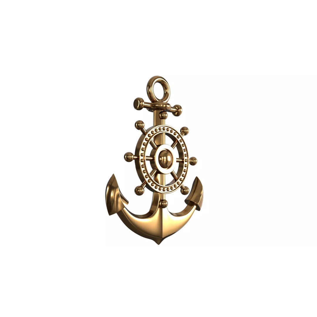 Gold Anchor 3D Model – Low Poly PBR Game Asset, FBX, OBJ - View 4