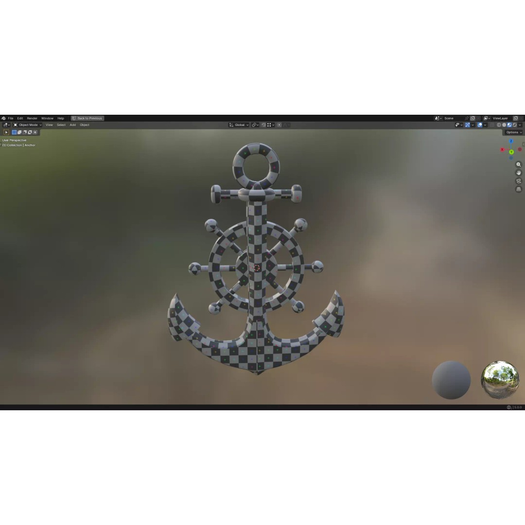 Gold Anchor 3D Model – Low Poly PBR Game Asset, FBX, OBJ - View 40
