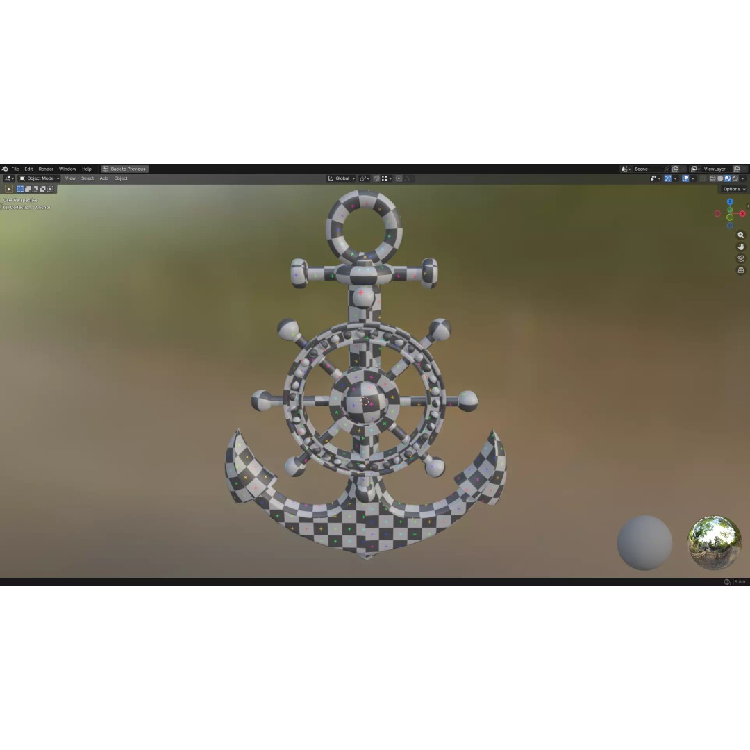 Gold Anchor 3D Model – Low Poly PBR Game Asset, FBX, OBJ - View 42
