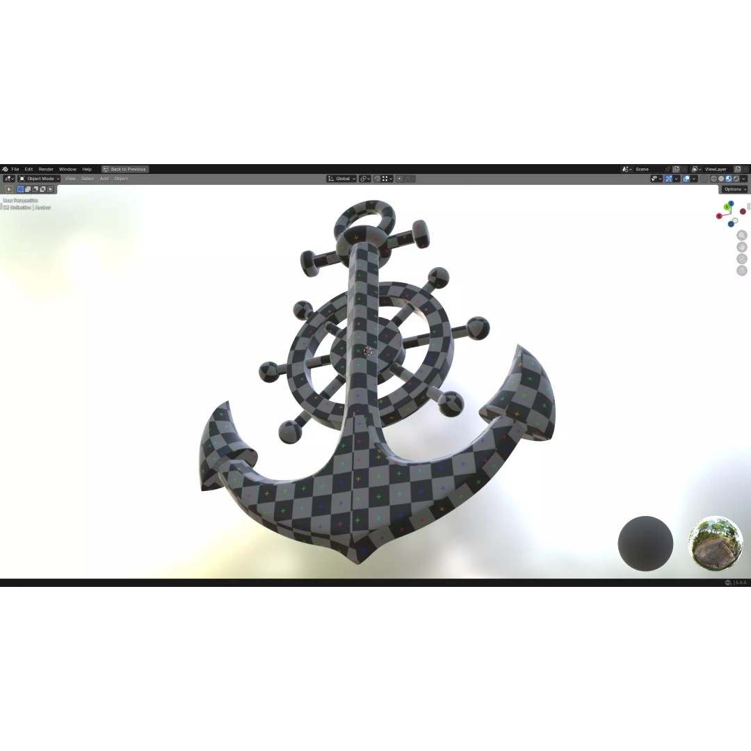 Gold Anchor 3D Model – Low Poly PBR Game Asset, FBX, OBJ - View 43