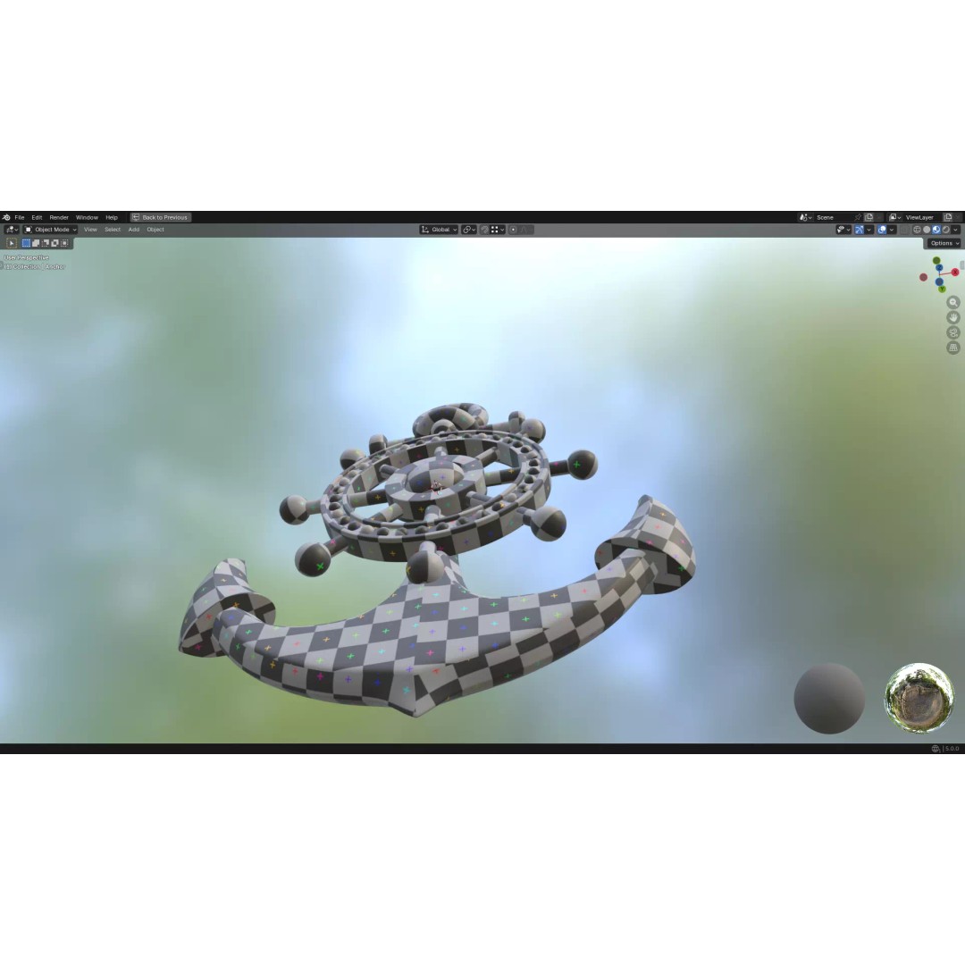 Gold Anchor 3D Model – Low Poly PBR Game Asset, FBX, OBJ - View 44