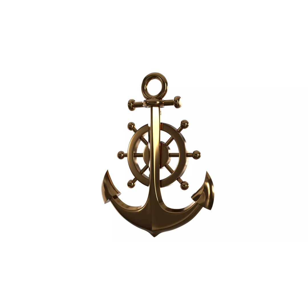 Gold Anchor 3D Model – Low Poly PBR Game Asset, FBX, OBJ - View 5